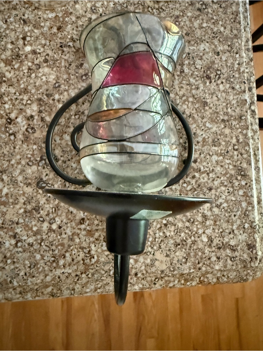 PartyLite Glass Tea Light Holder with Red Accent Panels - Picture 2 of 3